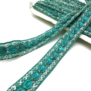 TEAL GREEN RHINESTONE TRIM - sarahi.NYC