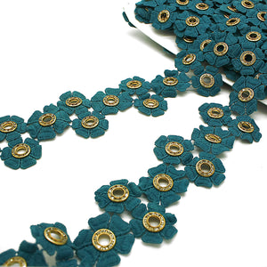 TEAL GREEN FLOWER TRIM - sarahi.NYC