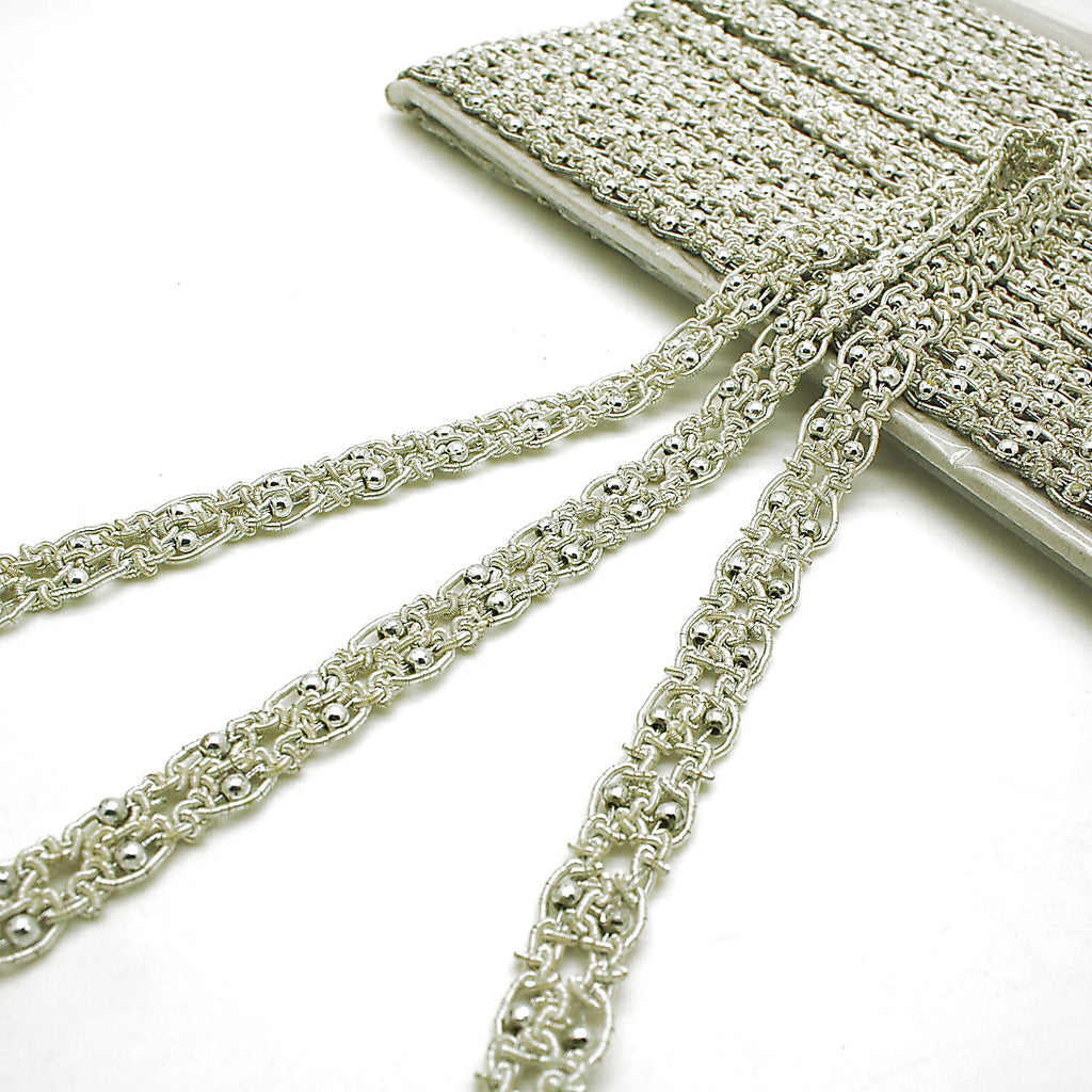 SILVER METALLIC BEADED INTRICATE TRIM - sarahi.NYC