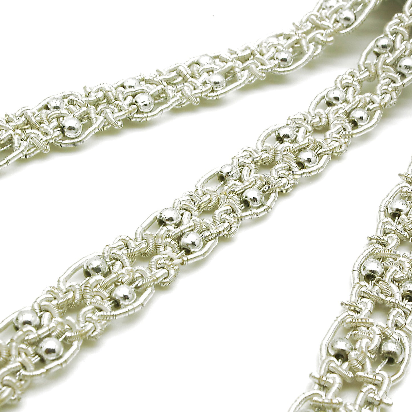 SILVER METALLIC BEADED INTRICATE TRIM - sarahi.NYC