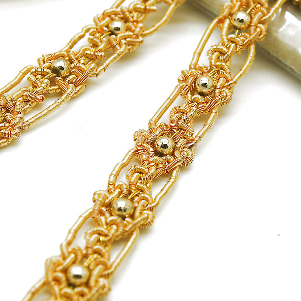 GOLD METALLIC BEADED INTRICATE TRIM - sarahi.NYC