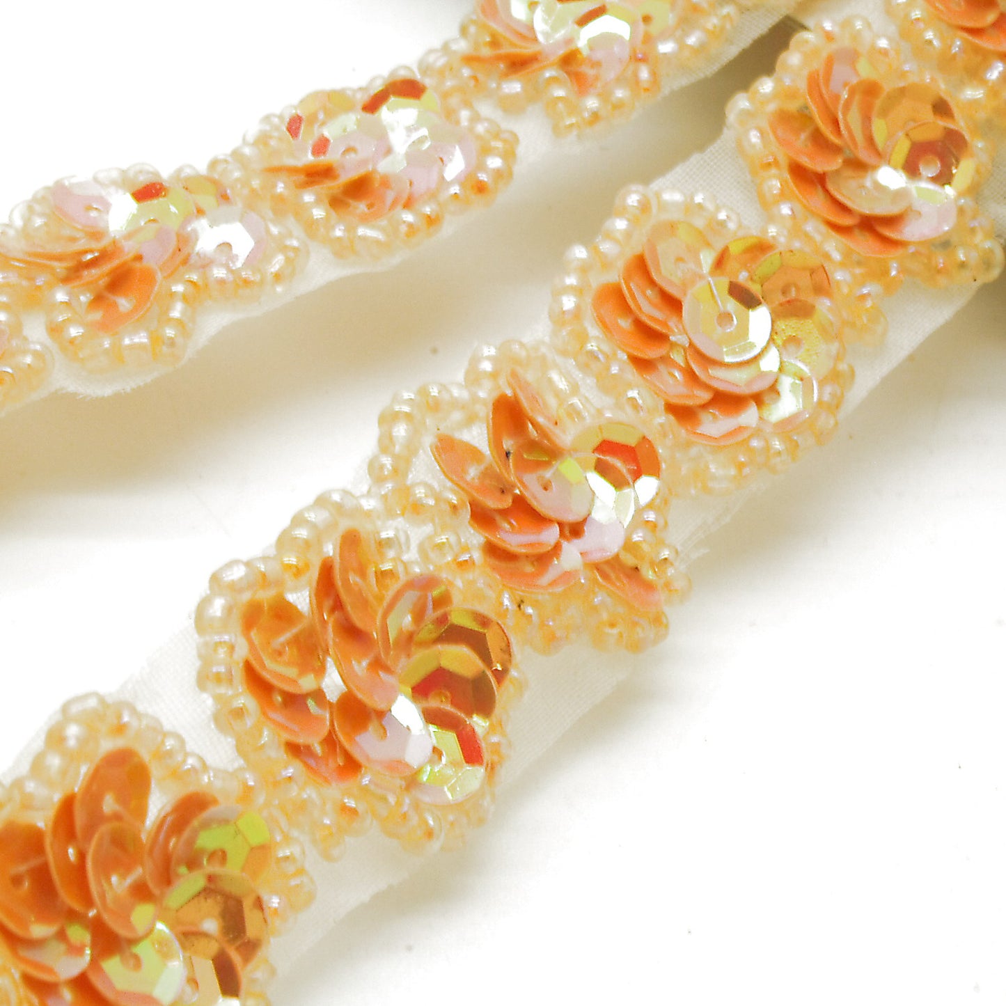 PASTEL ORANGE SEQUIN FLORAL TRIM