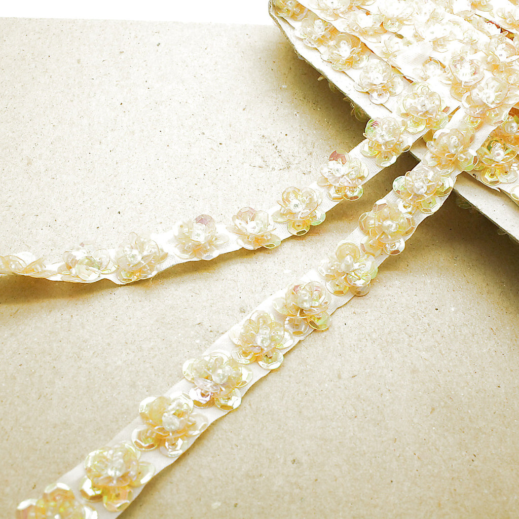 IRIDESCENT SEQUIN FLORAL TRIM