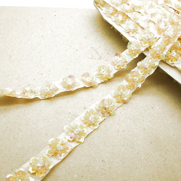 IRIDESCENT SEQUIN FLORAL TRIM