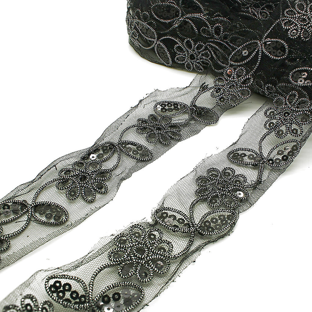 BLACK SILVER NET TRIM