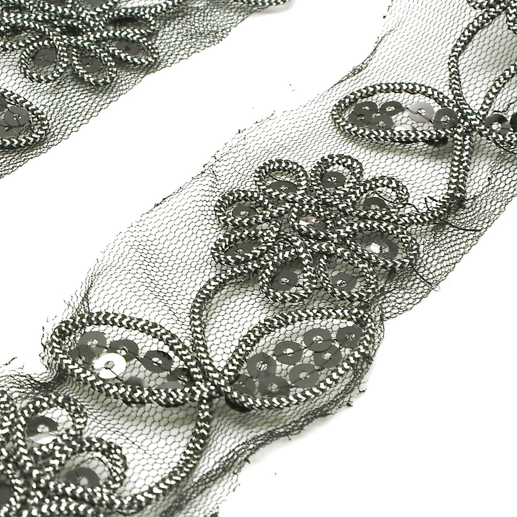 BLACK SILVER NET TRIM