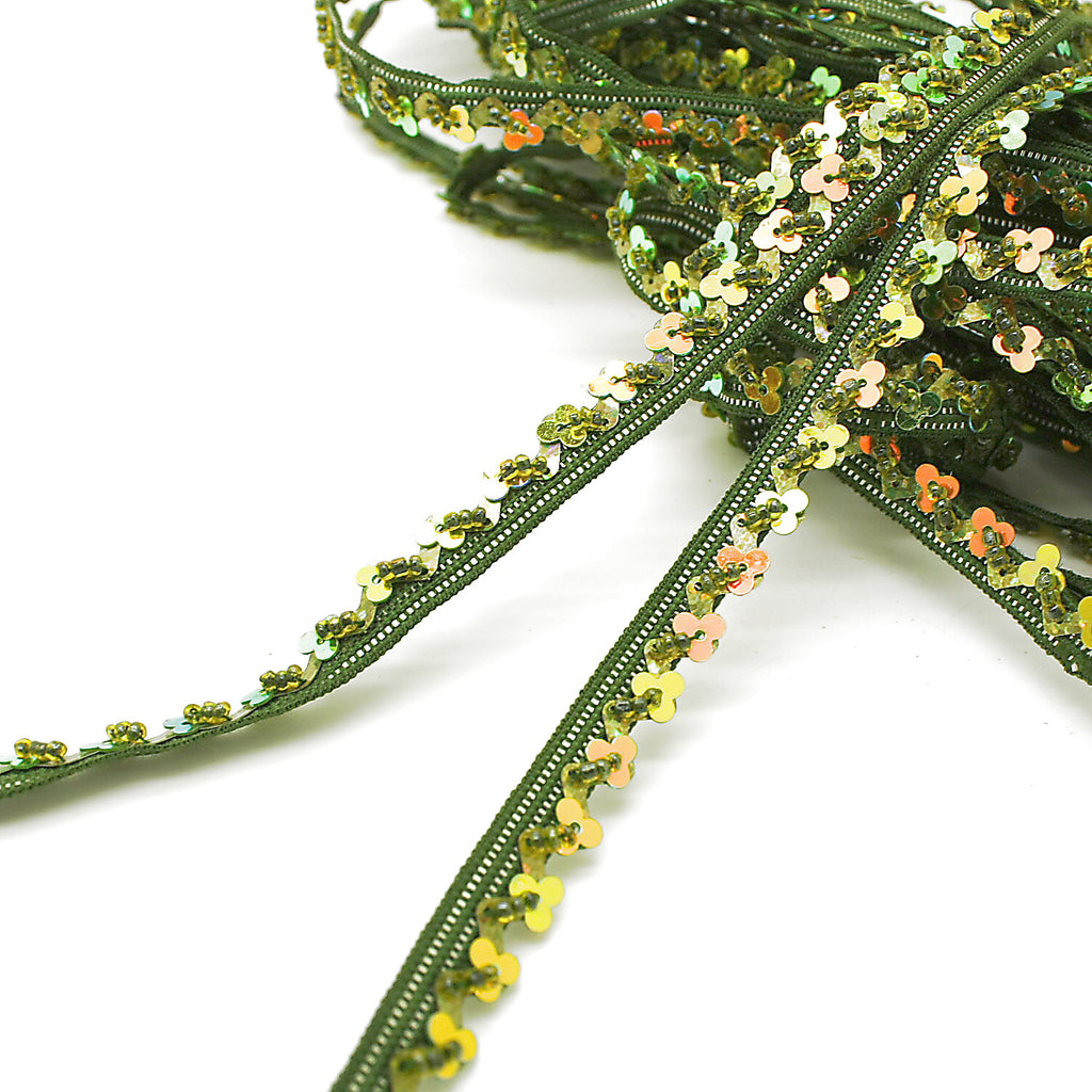 OLIVE GREEN SEQUIN EDGING TRIM