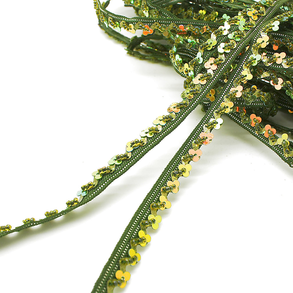 OLIVE GREEN SEQUIN EDGING TRIM