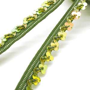 OLIVE GREEN SEQUIN EDGING TRIM