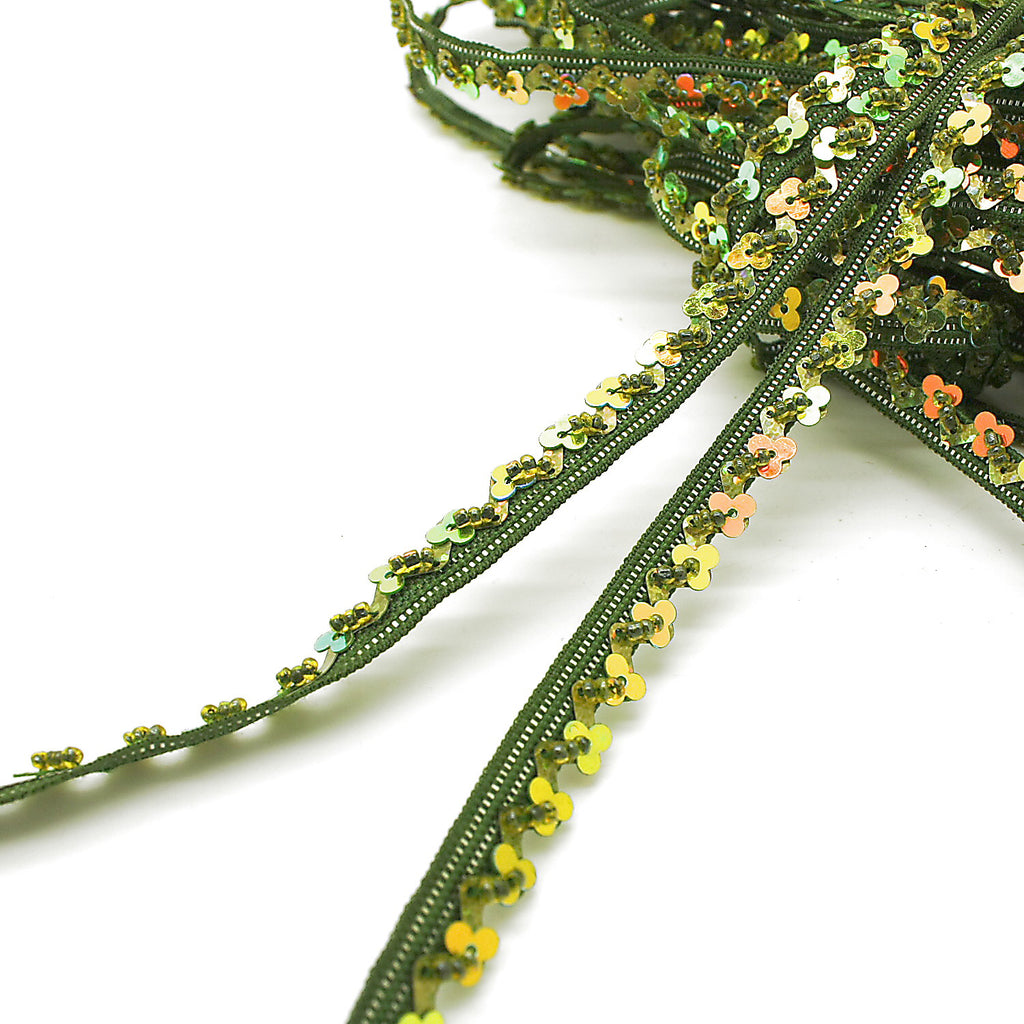 OLIVE GREEN SEQUIN EDGING TRIM
