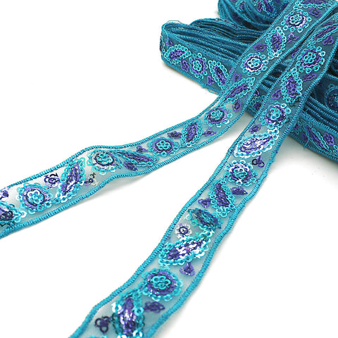 TURQUOISE SEQUIN RIBBON TRIM