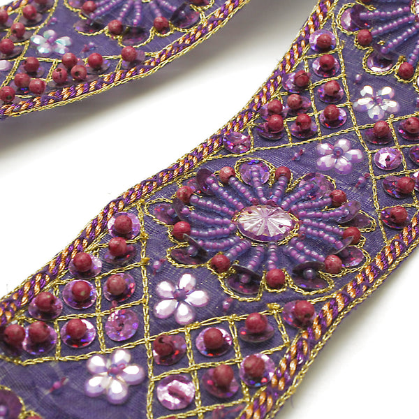 PURPLE RHINRSTONE SEQUIN TRIM