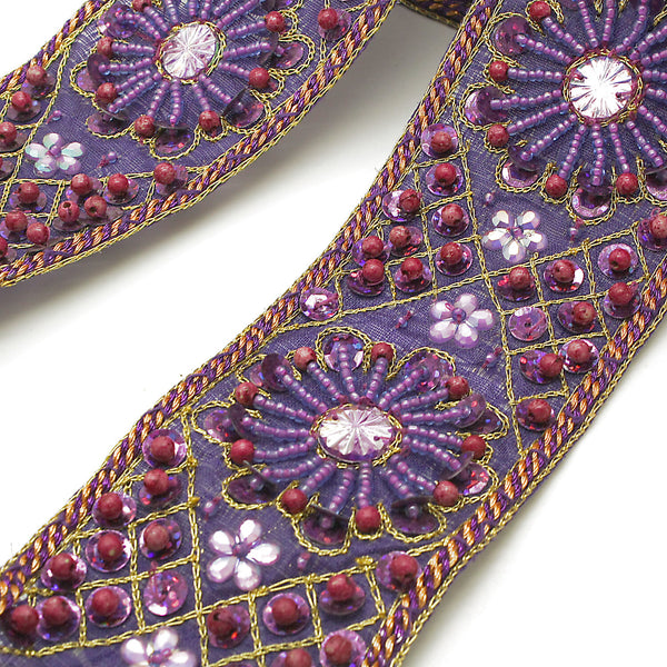 PURPLE RHINRSTONE SEQUIN TRIM