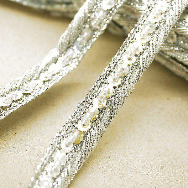 SILVER GOLD  BEADED METALLIC TRIM