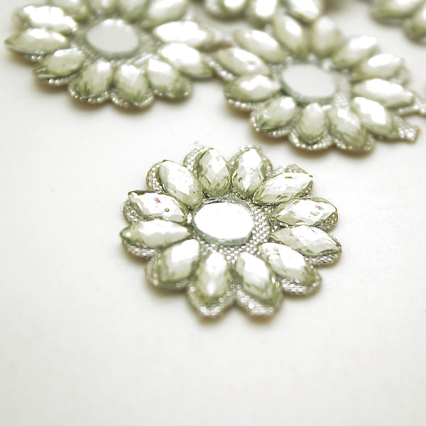 SILVER MIRROR FLOWER  MOTIFS - Pack of 10 - sarahi.NYC