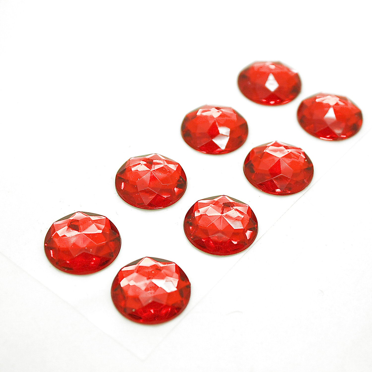 PACK OF 10 - ROUND 20mm RED FLAT RHINESTONES - sarahi.NYC