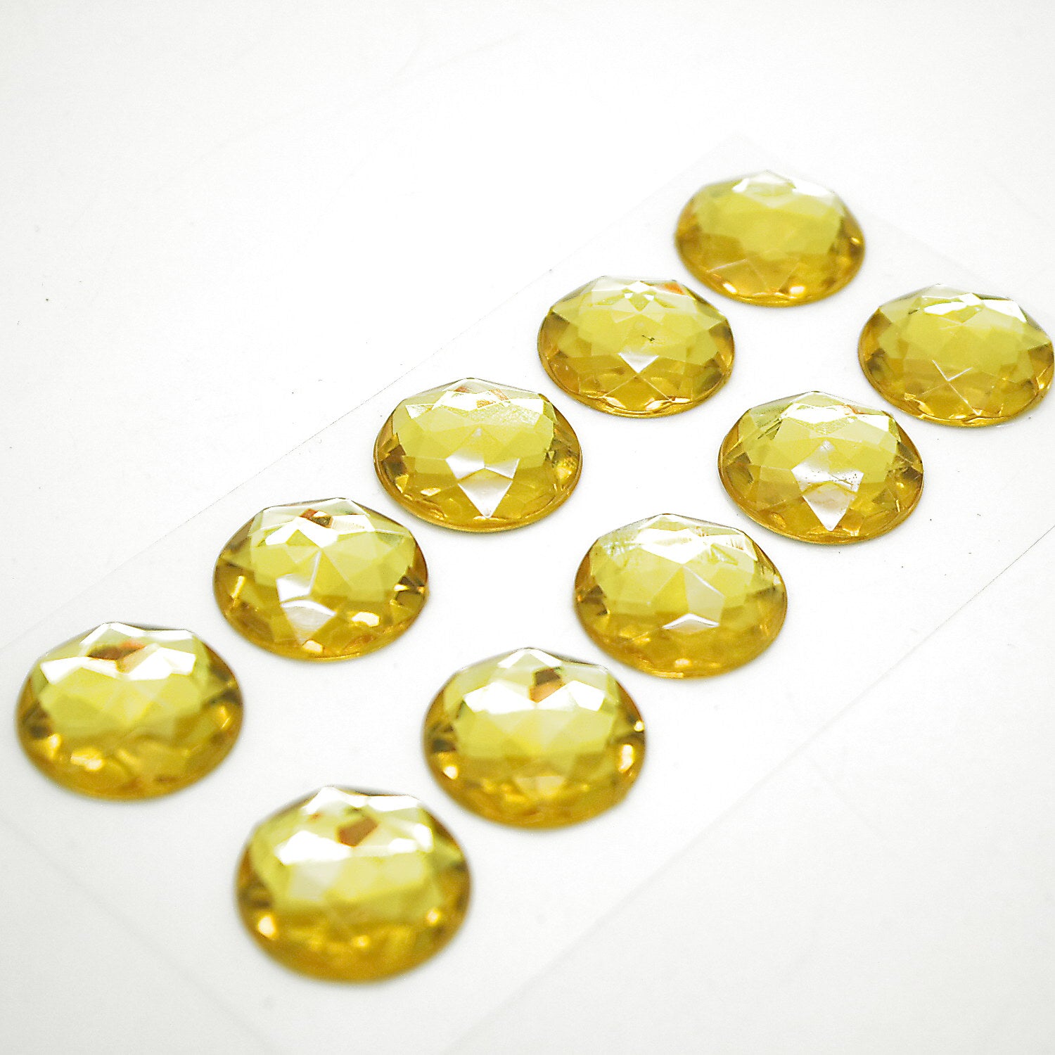 PACK OF 10 - ROUND 20mm YELLOW GOLD FLAT RHINESTONES - sarahi.NYC