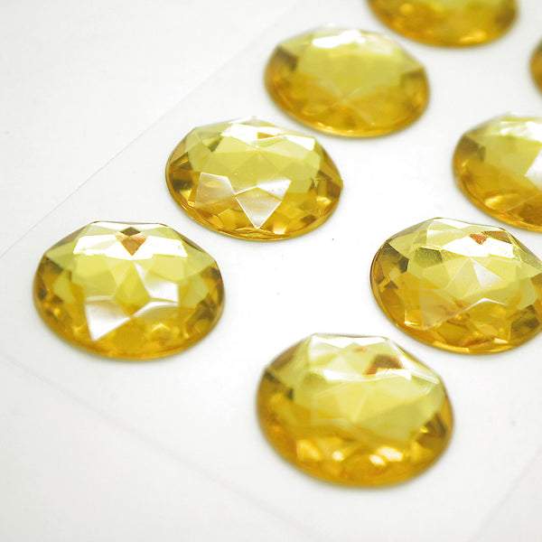 PACK OF 10 - ROUND 20mm YELLOW GOLD FLAT RHINESTONES - sarahi.NYC