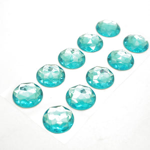 PACK OF 10 - ROUND 20mm TURQUOISE FLAT RHINESTONES - sarahi.NYC