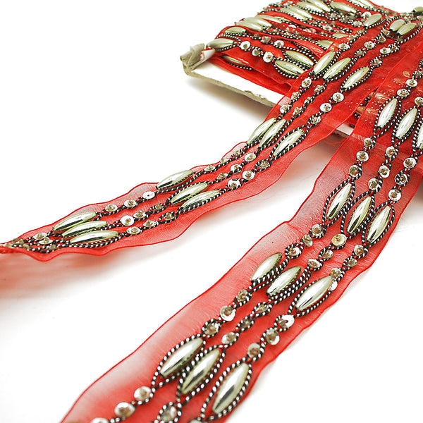 RED SILVER SEQUIN RIBBON TRIM