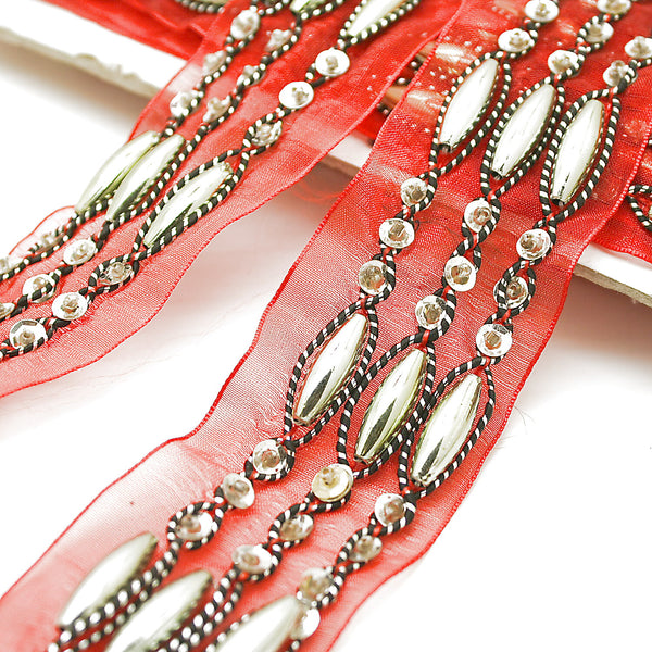 RED SILVER SEQUIN RIBBON TRIM