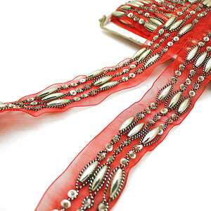 RED SILVER SEQUIN RIBBON TRIM