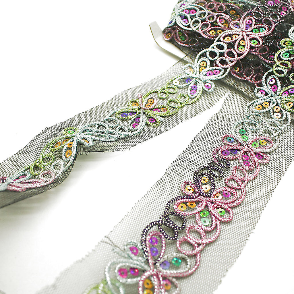 BLACK RAINBOW NET TRIM - sarahi.NYC