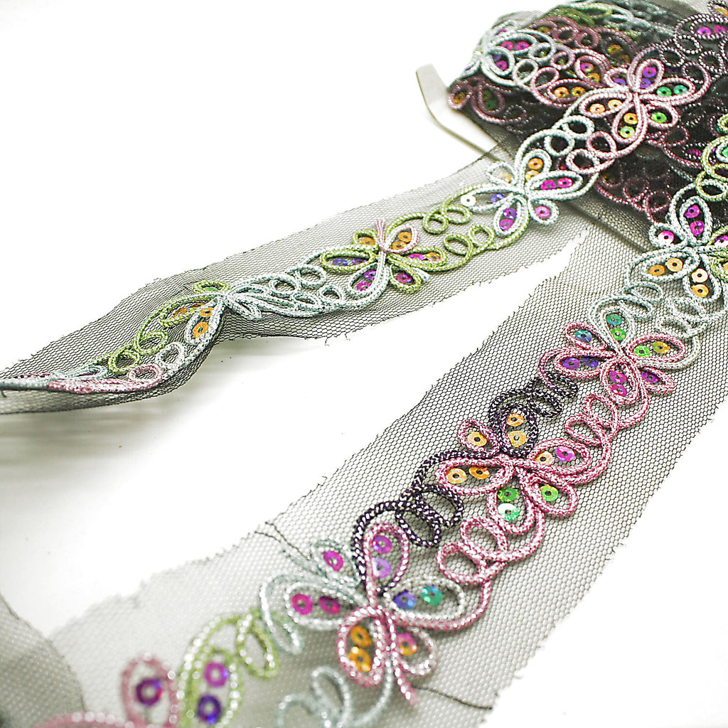 BLACK RAINBOW NET TRIM - sarahi.NYC