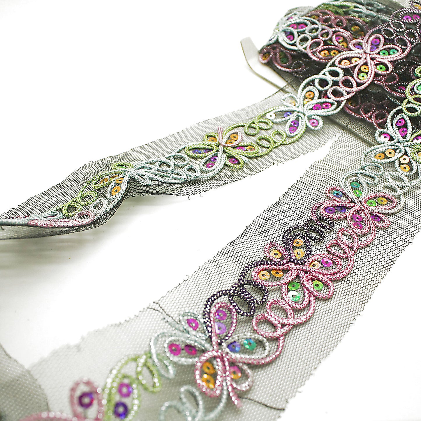 BLACK RAINBOW NET TRIM - sarahi.NYC