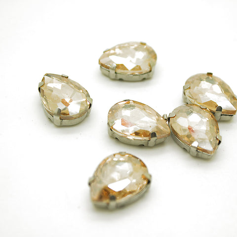 PACK OF 10 - 17mm GOLD TEARDROP RHINESTONES - sarahi.NYC