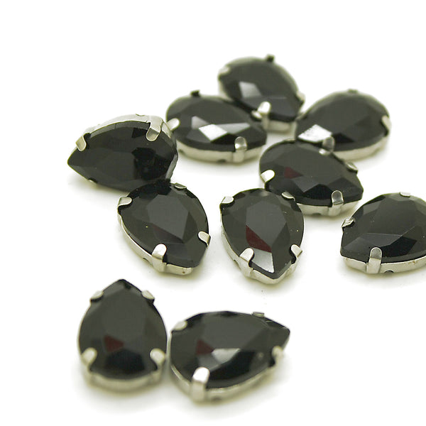 PACK OF 10 - 17mm BLACK TEARDROP RHINESTONES - sarahi.NYC