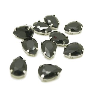 PACK OF 10 - 17mm BLACK TEARDROP RHINESTONES - sarahi.NYC