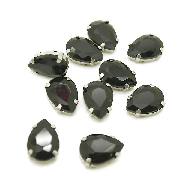 PACK OF 10 - 17mm BLACK TEARDROP RHINESTONES - sarahi.NYC