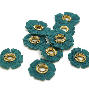 10 X TEAL FLOWER MOTIFS - SARAHI.NYC