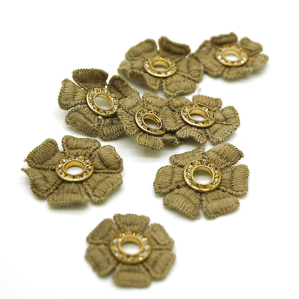 10 X LIGHT BROWN FLOWER MOTIFS - SARAHI.NYC