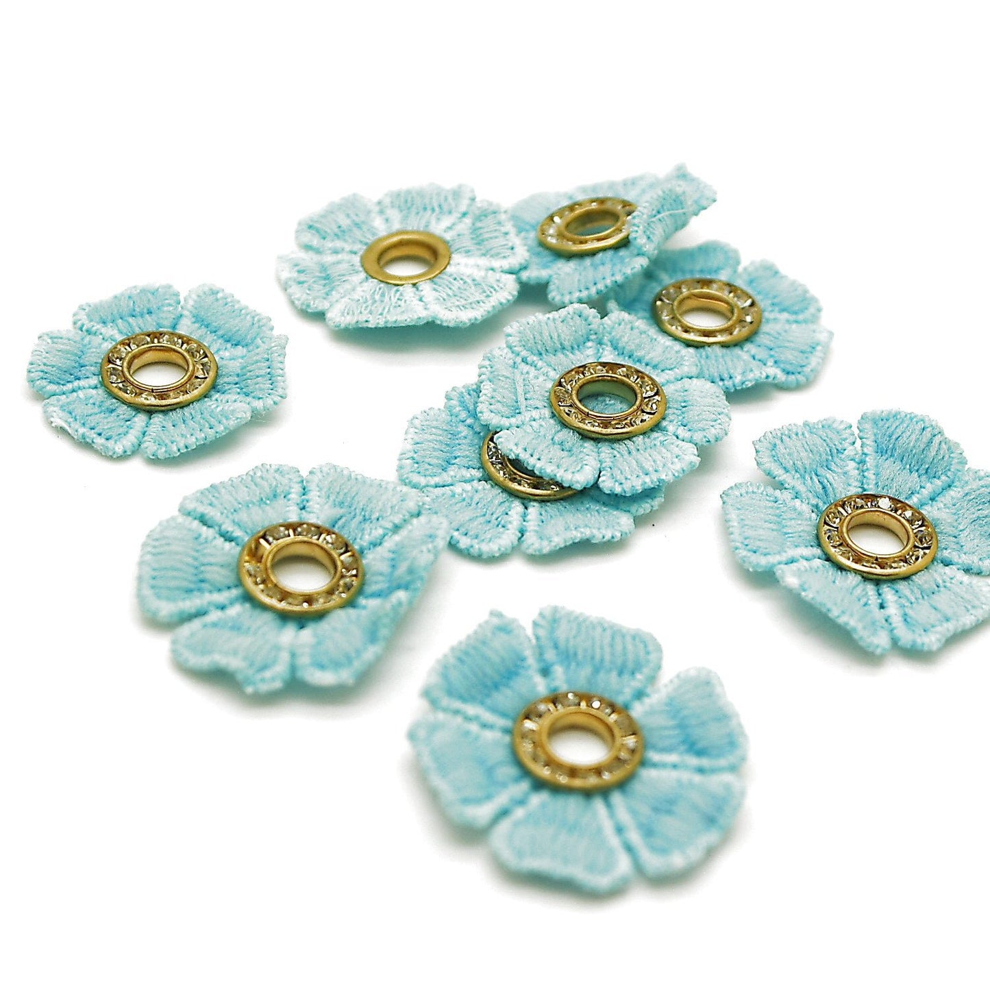 10 X LIGHT BLUE FLOWER MOTIFS - SARAHI.NYC