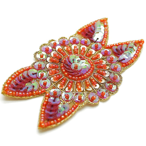 ORANGE PINK BEADED SEQUIN MOTIF - sarahi.NYC