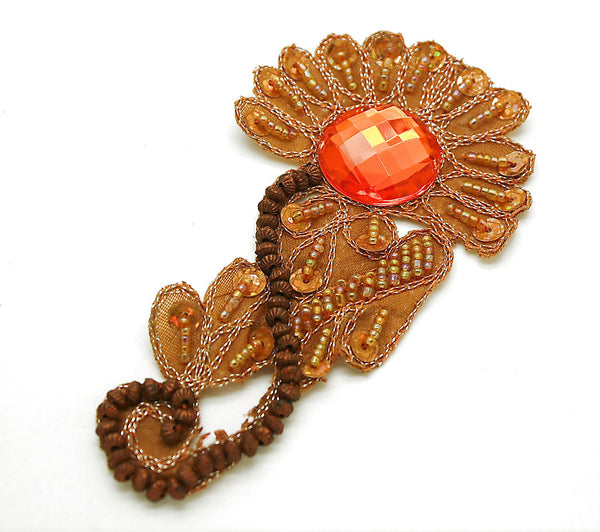 ORANGE FLORAL RHINESTONE MOTIF - sarahi.NYC