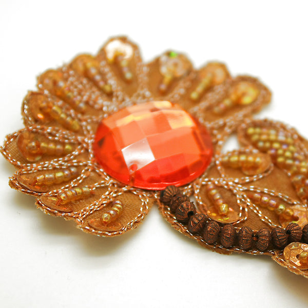 ORANGE FLORAL RHINESTONE MOTIF - sarahi.NYC