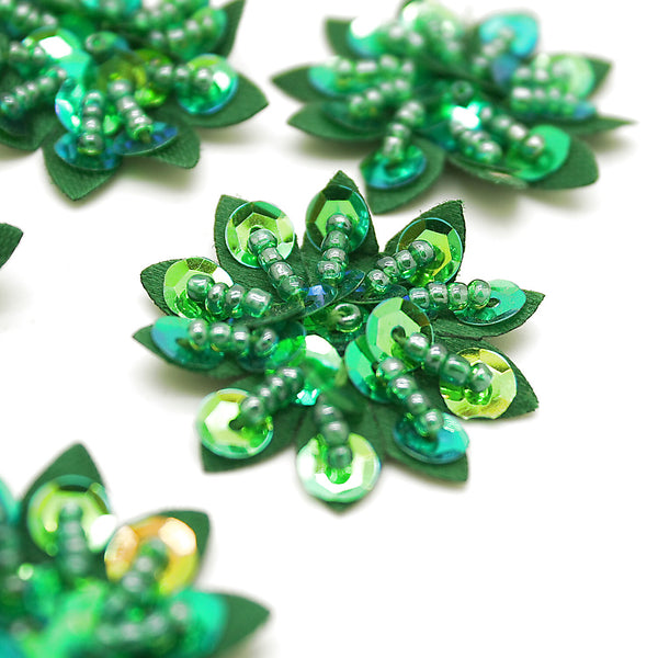 5 X GREEN FLOWER MOTIFS - SARAHI.NYC