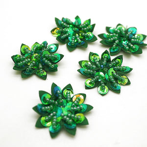 5 X GREEN FLOWER MOTIFS - SARAHI.NYC