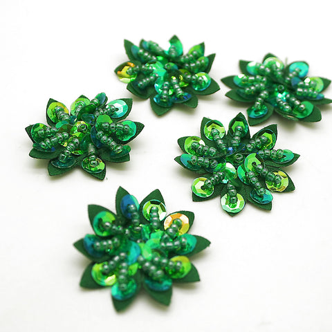 5 X GREEN FLOWER MOTIFS - SARAHI.NYC