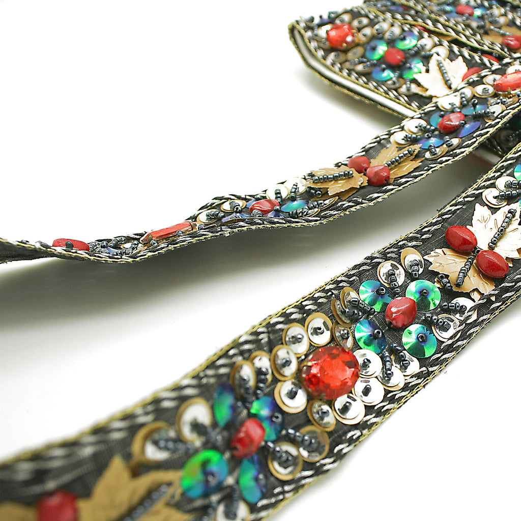 BLACK RED RHINESTONE FOREST  TRIM - sarahi.NYC