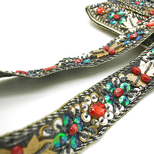 BLACK RED RHINESTONE FOREST  TRIM - sarahi.NYC