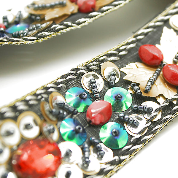 BLACK RED RHINESTONE FOREST  TRIM - sarahi.NYC