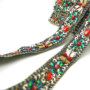 BLACK RED RHINESTONE FOREST  TRIM - sarahi.NYC