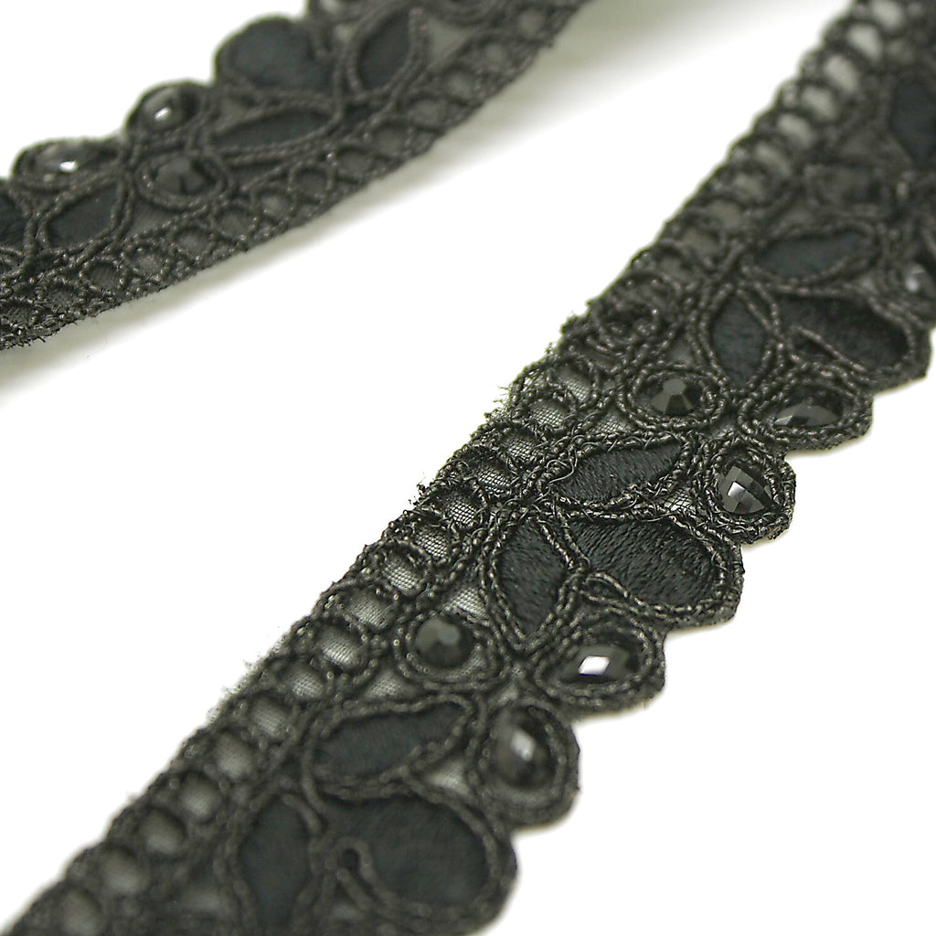 BLACK RHINESTONE EDGING TRIM - sarahi.NYC