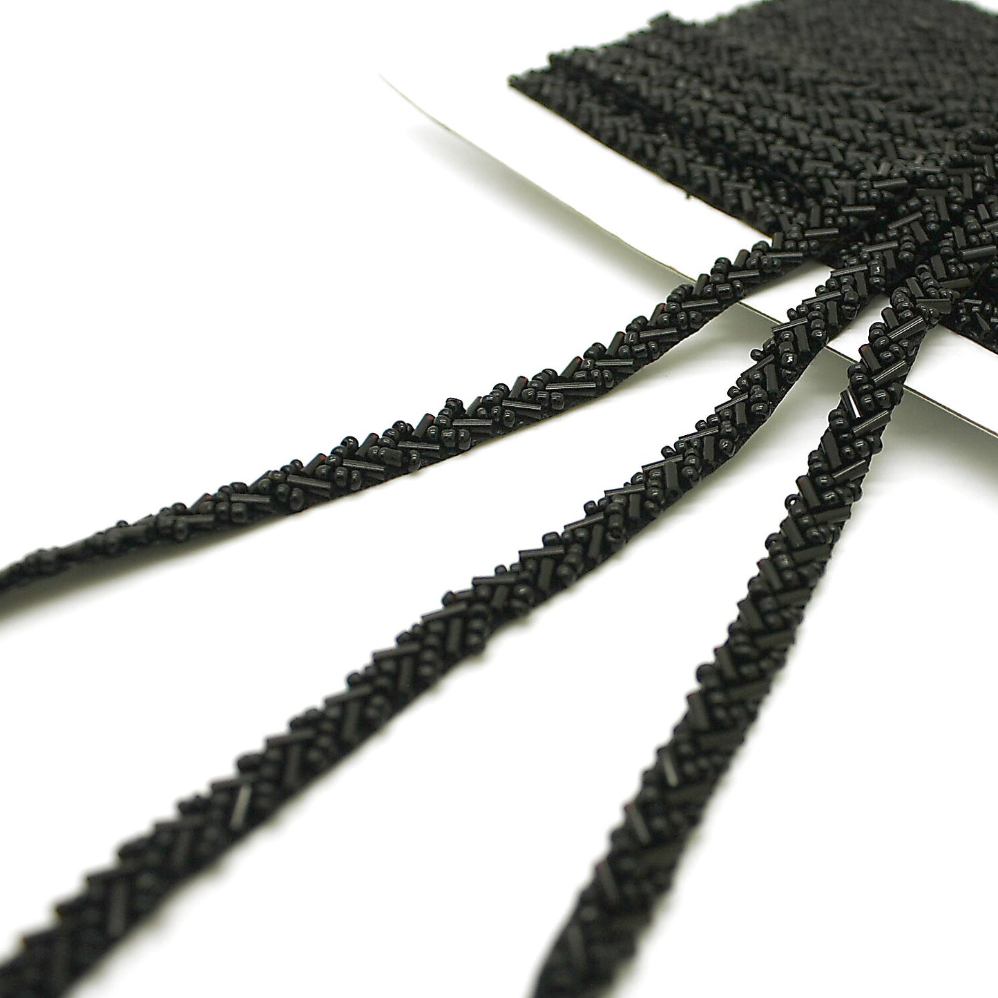 BLACK THIN BEADED TRIM - sarahi.NYC