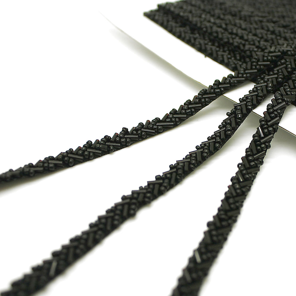 BLACK THIN BEADED TRIM - sarahi.NYC