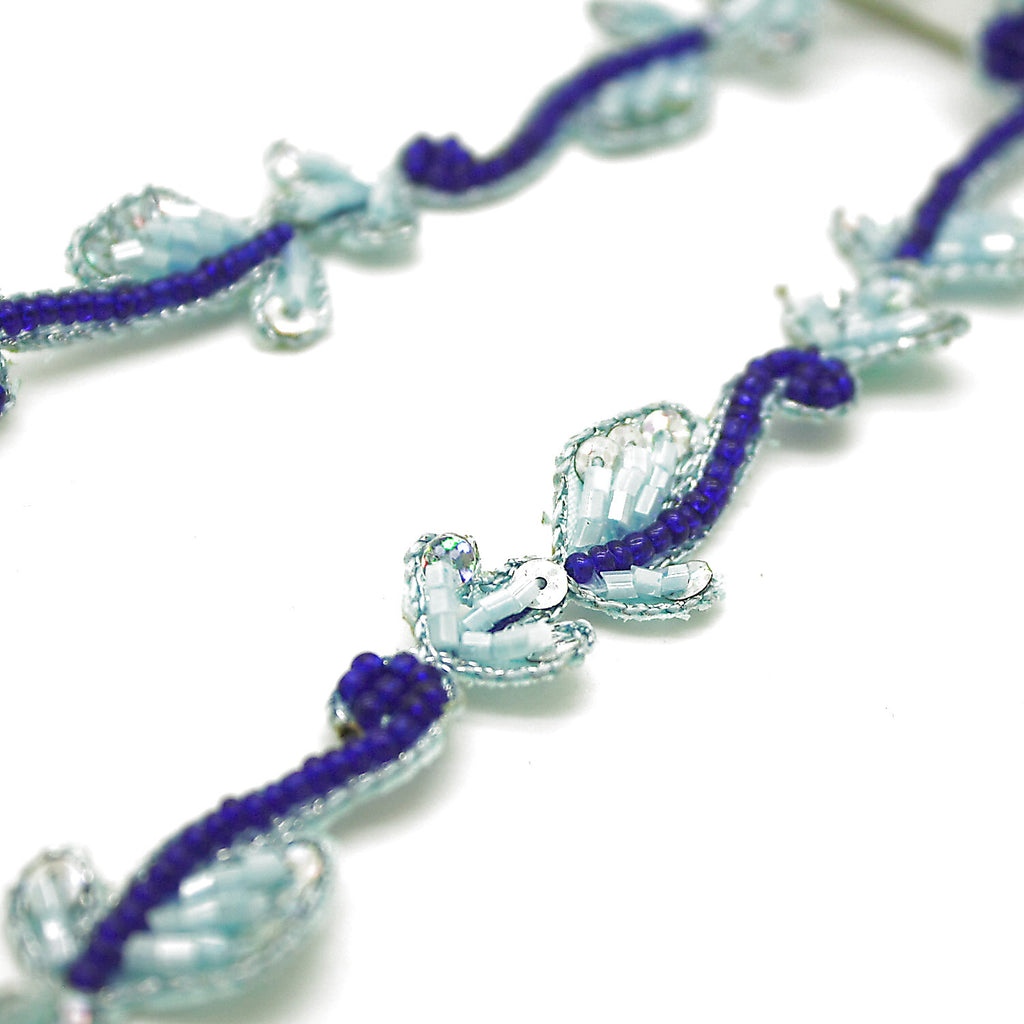 LIGHT BLUE SEQUIN THIN SWIRL TRIM - sarahi.NYC